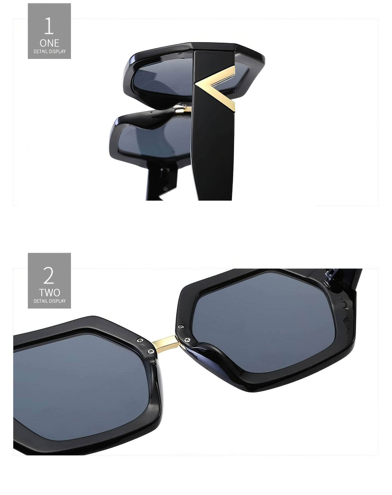 Vintage Hexagon Oversized Sunglasses