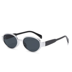Vintage Oval Frame Sunglasses Gray White/Black / Resin