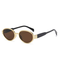 Vintage Oval Frame Sunglasses Tea Gold/Black / Resin