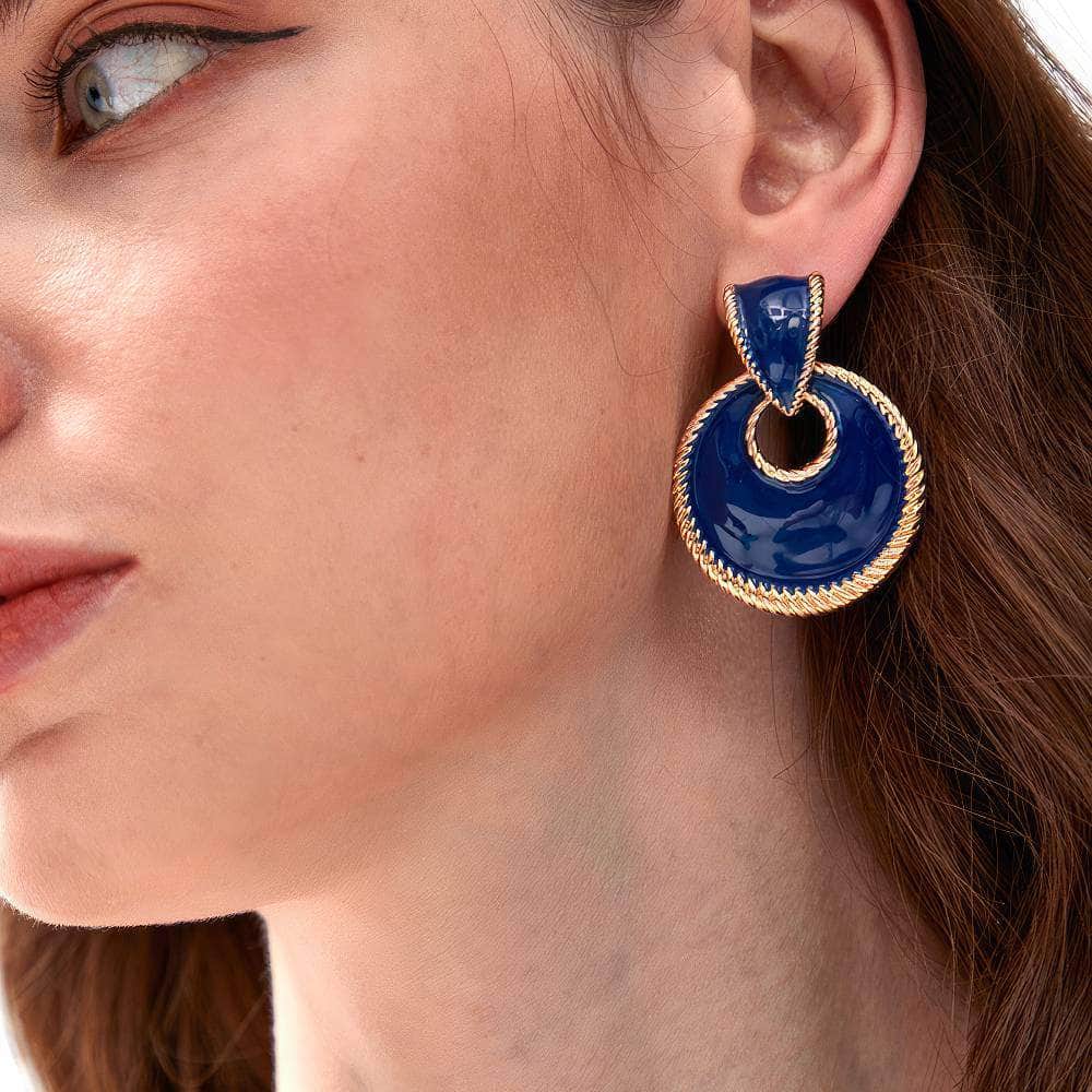 Vintage Pierced Gold Accented Round Earrings