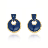 Vintage Pierced Gold Accented Round Earrings Blue / Clip On