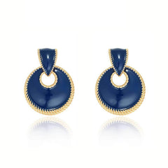 Vintage Pierced Gold Accented Round Earrings Blue / Clip On