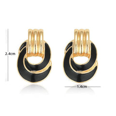 Vintage Two-Toned Enamel 14K Gold Earrings