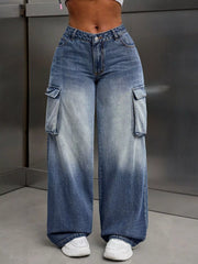 Vintage Wide Leg Cargo Jeans