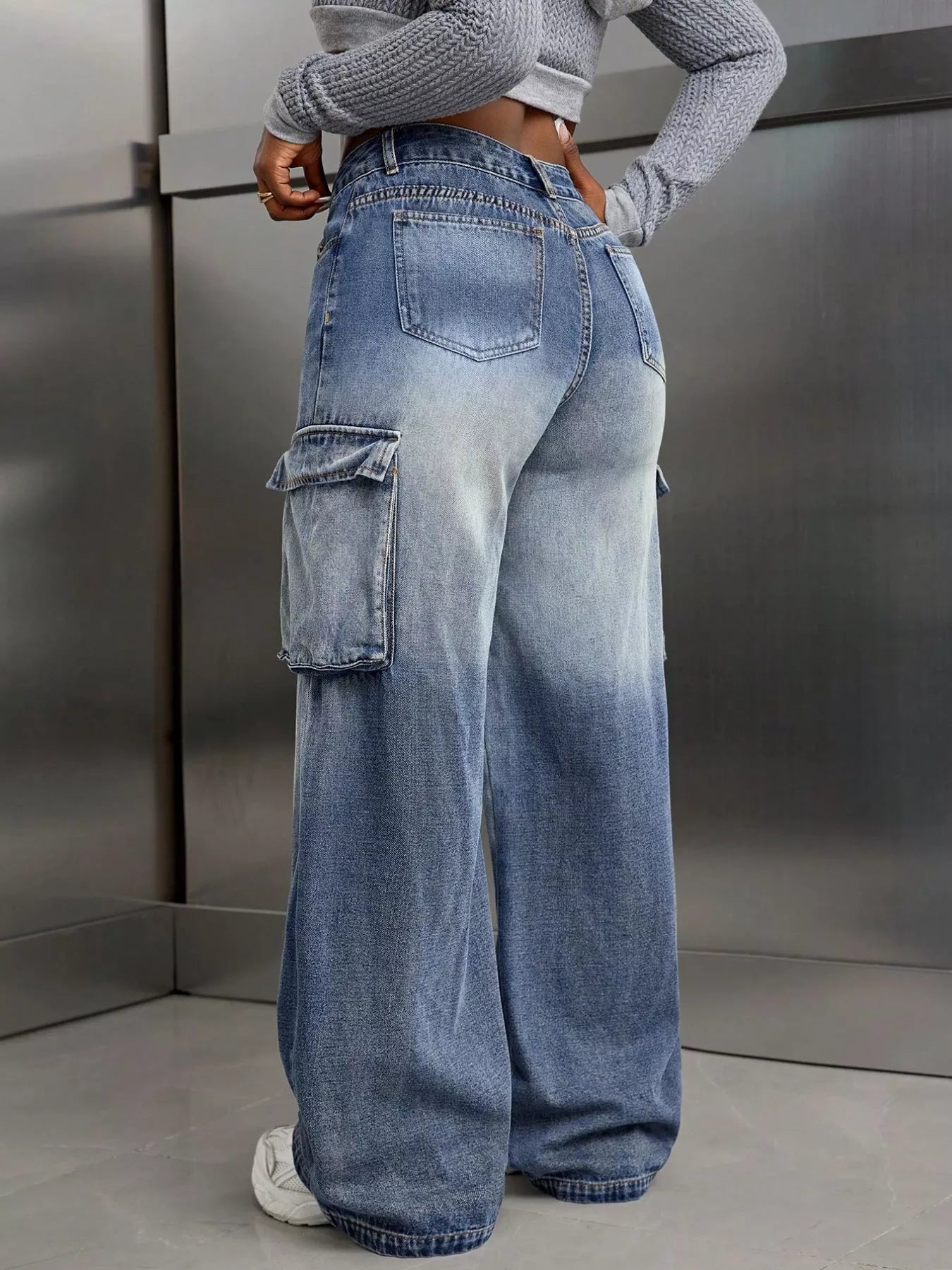 Vintage Wide Leg Cargo Jeans
