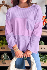 Waffle Knit Long Sleeve T-Shirt