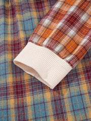 Waffle Stripe Plaid Patchwork Henley Knit Top