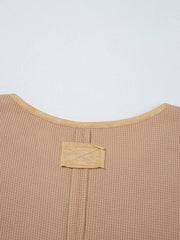 Waffle Textured Tunic Henley Top with Slits