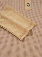 Waffle Textured Tunic Henley Top with Slits