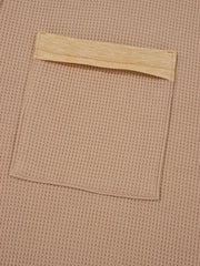 Waffle Textured Tunic Henley Top with Slits