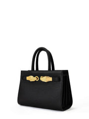 Walker Small Black Pebbled Leather Satchel with Top Handles
