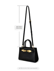 Walker Small Black Pebbled Leather Satchel with Top Handles