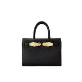 Walker Small Black Pebbled Leather Satchel with Top Handles Black