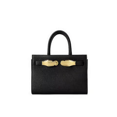 Walker Small Black Pebbled Leather Satchel with Top Handles Black