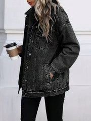 Washed Button Up Oversized Denim Jacket