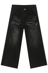Washed Cat Whiskered Wide Leg Jeans Dark / S