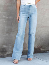 Washed Straight Leg Jeans Light Blue / S