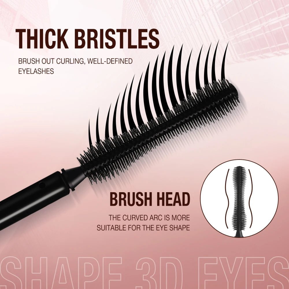 Waterproof 4D Silk Fiber Mascara: Curling, Volume, Thick Lengthening, Nourish - High-Quality Makeup