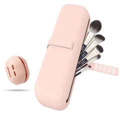 Waterproof silicone travel makeup brush holder, portable for women Pink