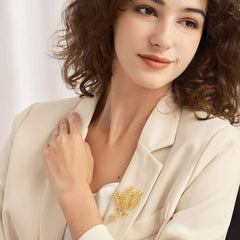 Wheat Ear Crystal-Embedded Brooch Gold