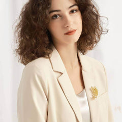 Wheat Ear Crystal-Embedded Brooch Gold