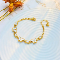 White Square Crystal Butterfly Charm Bracelet B757