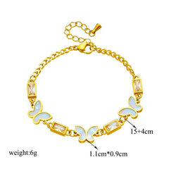 White Square Crystal Butterfly Charm Bracelet B757