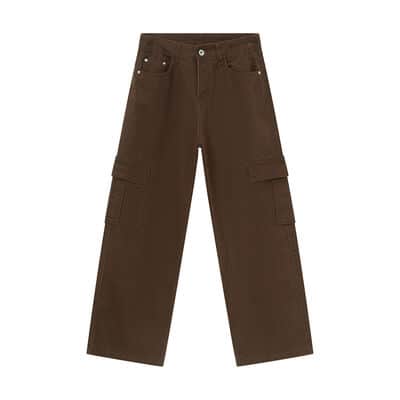 Wide Leg Cargo Jeans Coffee Brown / M