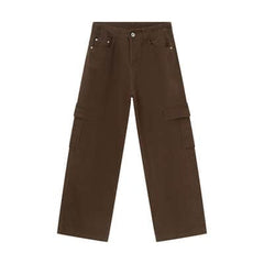 Wide Leg Cargo Jeans Coffee Brown / M