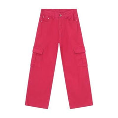 Wide Leg Cargo Jeans Hot Pink / S