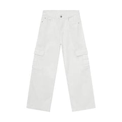 Wide Leg Cargo Jeans White / S