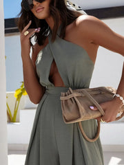 Wide Leg Cutout Halter Neck Jumpsuit
