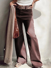 Wide Leg High Waist Denim Jeans Brown / 4