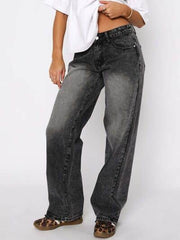 Wide Leg Jeans with Pockets Dark Gray / S
