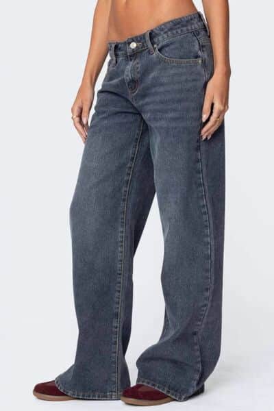 Wide Leg Jeans with Pockets Dusty Blue / L