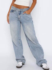 Wide Leg Jeans with Pockets Light Blue / S
