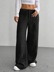 Wide Leg Pants with Pockets Black / S