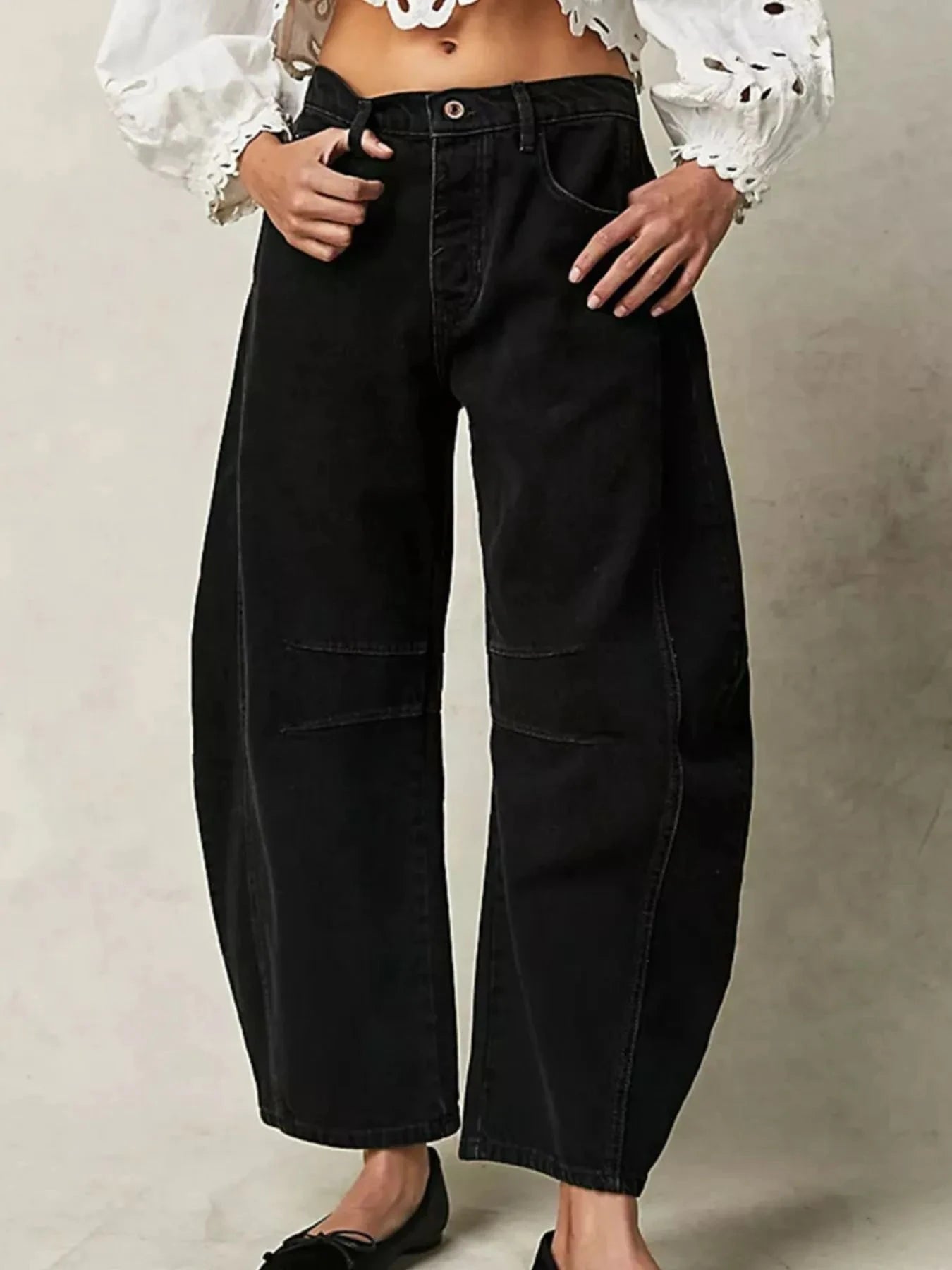 Wide Leg Relaxed Fit Jeans Black / XS