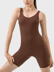 Wide Strap Active Romper Brown / 4