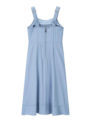 Wide Strap Sweetheart Neck Denim Dress