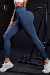 Wide Waistband High Waist Active Leggings Peacock Blue / S