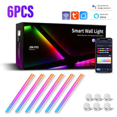 WIFI LED Smart Wall Lamp: RGBIC Light Bar, DIY Atmosphere EU Plug / 6PCS
