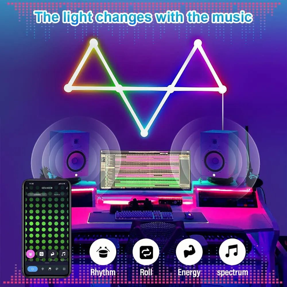 WIFI LED Smart Wall Lamp - RGBIC Light Bar for DIY Atmosphere, APP Music Rhythm, TV Backlight, Bedroom, Game Room Decoration