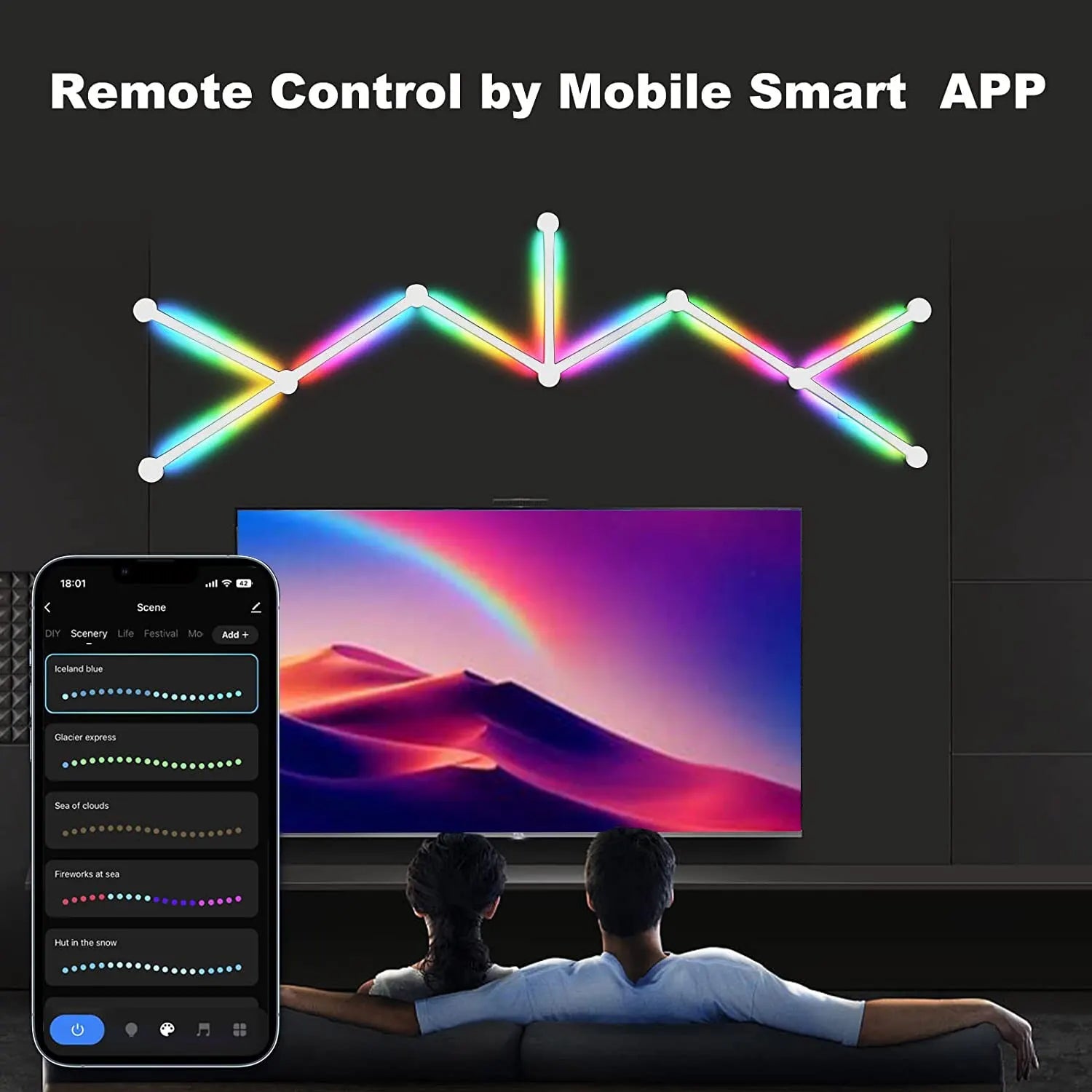 WIFI LED Smart Wall Lamp - RGBIC Light Bar for DIY Atmosphere, APP Music Rhythm, TV Backlight, Bedroom, Game Room Decoration