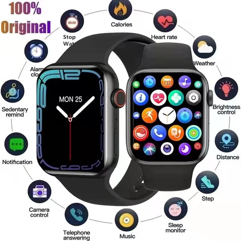 Wireless Charging, Bluetooth Calls, Custom Faces, Waterproof - Men's & Women's Sports Bracelet