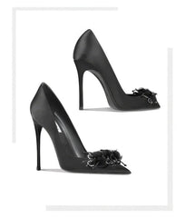 Women's Begum Embellished Satin Pointed Toe High Heel Pumps