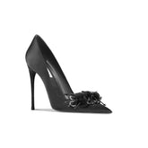 Women's Begum Embellished Satin Pointed Toe High Heel Pumps EU 32 / Black / 6CM