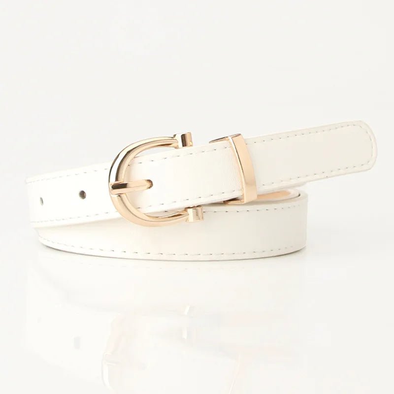 Women's Belts with Simple Metal Buckle WHITE / 105cm-41.33 inch