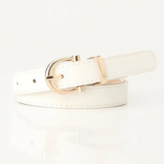 Women's Belts with Simple Metal Buckle WHITE / 105cm-41.33 inch