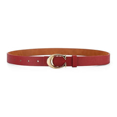 Women's Fashion C-shaped Buckle Thin Belt Red / 105cm